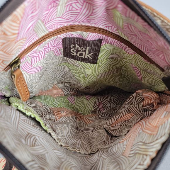 The Sak Womens Crossbody Purse Satchel Bag Snakeskin Leather Brown Size 8"x8" - Picture 2 of 14